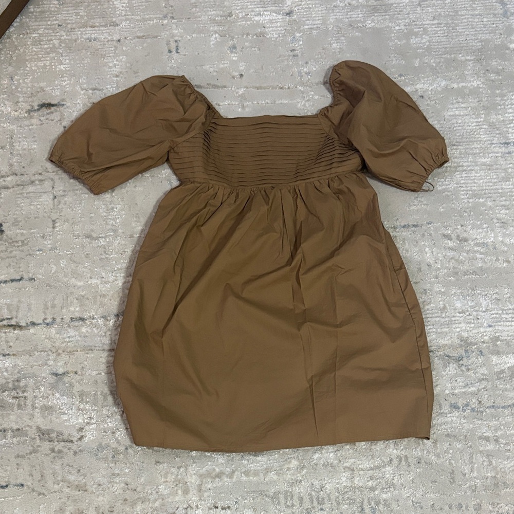 Steve Madden Brown Puff Sleeve Mini Dress